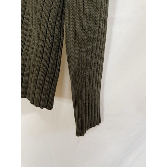 Lauren Ralph Lauren M Sweater Mock Neck RIBBED Green Cotton Cabin Chunky Casual - Picture 4 of 9